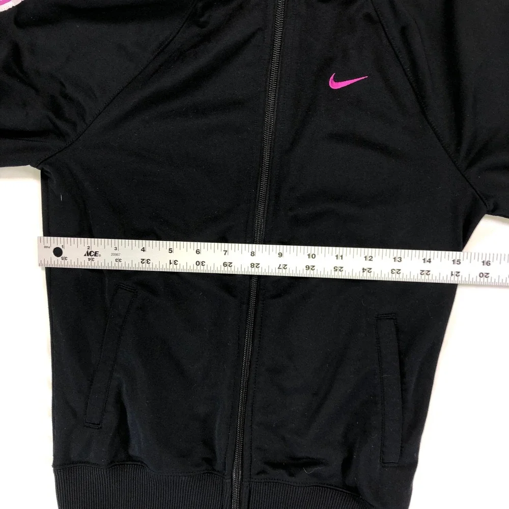 Nike Womens Track Jacket Black Purple Logo Tape Full Zip Size L RN56323